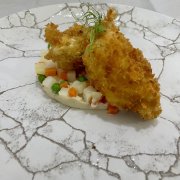 BACCALA' IN TEMPURA E INSALATA RUSSA